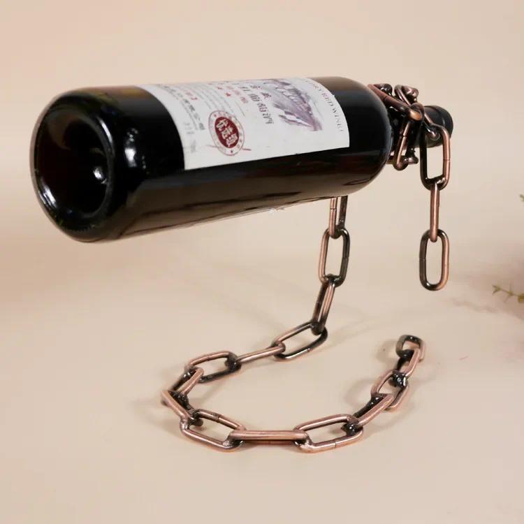 Product Introduction of Magic Suspension Iron Chain Wine Rack Metal Chain Hanging Wine Bottle Holder Bar Cabinet Display Stand Shelf Bracket Home Decor 18