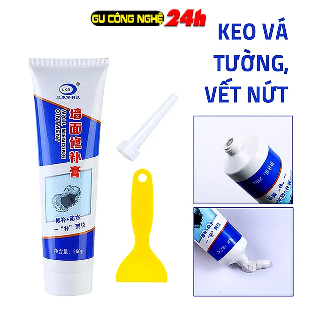 Keo vá tường, Keo trám vết nứt tường thông minh, Keo chống thấm vá tường tặng dụng cụ trám