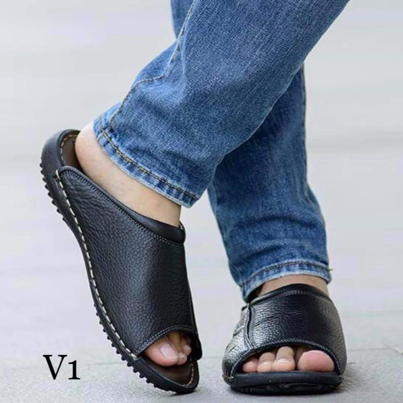 DÉP NAM QUAI NGANG DA BÒ THẬT DONAVY LUXURY MAY ĐẾ CHẮC CHẮN, THIẾT KẾ NAM TÍNH, SIZE 38 ĐẾN 45 D.T2 DéP