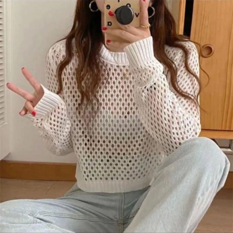 Basic Outer Crop Jaring Rajut Fuji terbaru 5