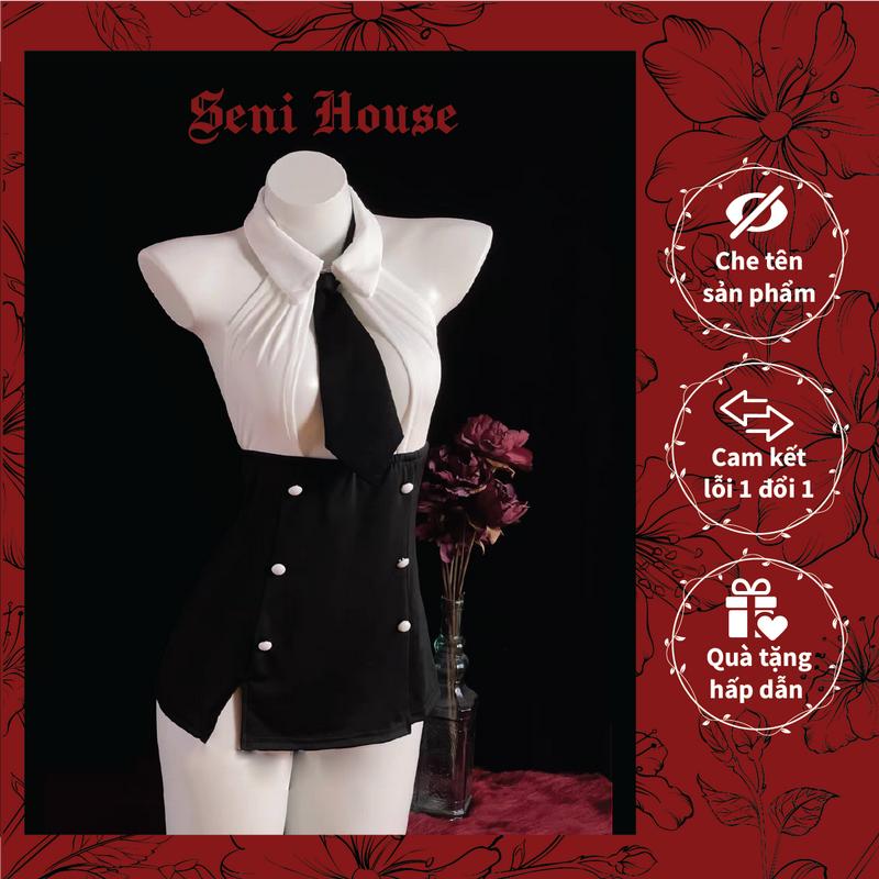 Váy ngủ body thư ký kèm cà vạt hở lưng 036