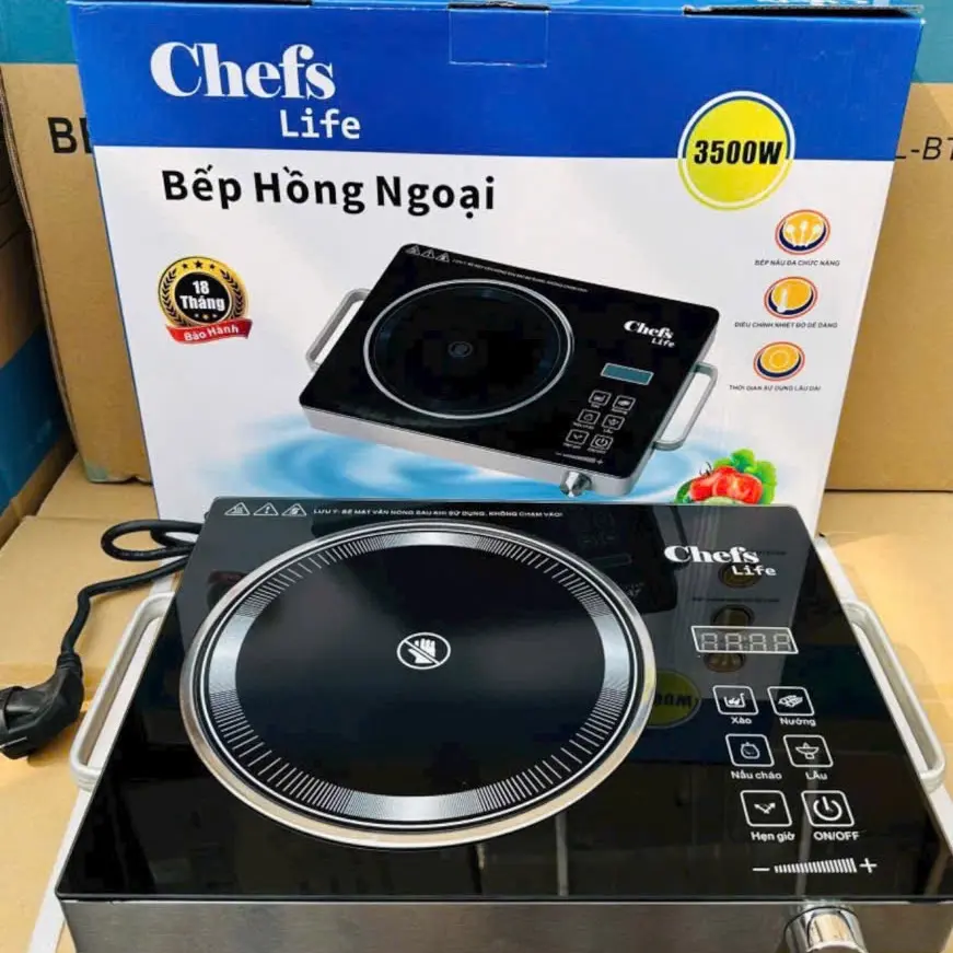 [LOẠI ĐẸP] Bếp Không Kén Nồi - Bếp Hồng Ngoại Chefs Thế Hệ Mới - Bếp Điện Công Suất 3500W