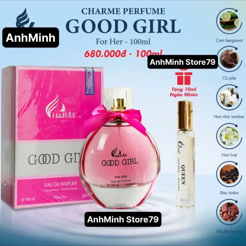 (Cam Kết Chính Hãng) - Mua 1 Tặng 1- Nước Hoa Charme Good Girl 100ML Cosmetic Perfume Women Xịt Thơm 0
