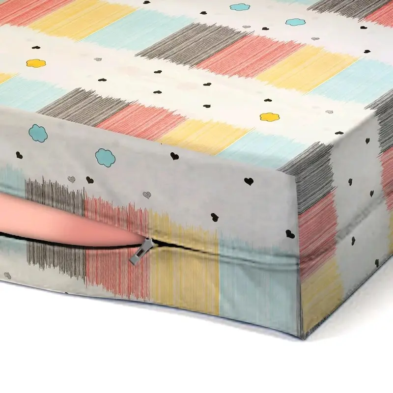 Sarung kasur busa resleting premium motif rainbow beats Uk 90x200 (no 4) 100x200 / 120x200/ 140x200/160x200/180x200 king size kain tebal anti luntur bisa COD 1