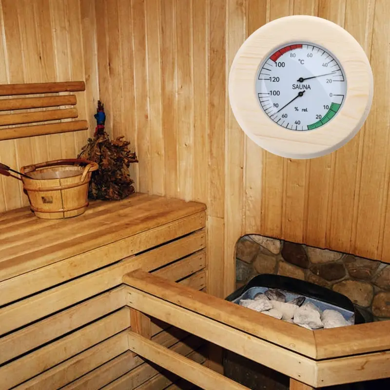 Wooden Thermometer & Hygrometer Sauna Hygrothermograph Indoor Humidity Temperature Measurement Sauna Room Equipment