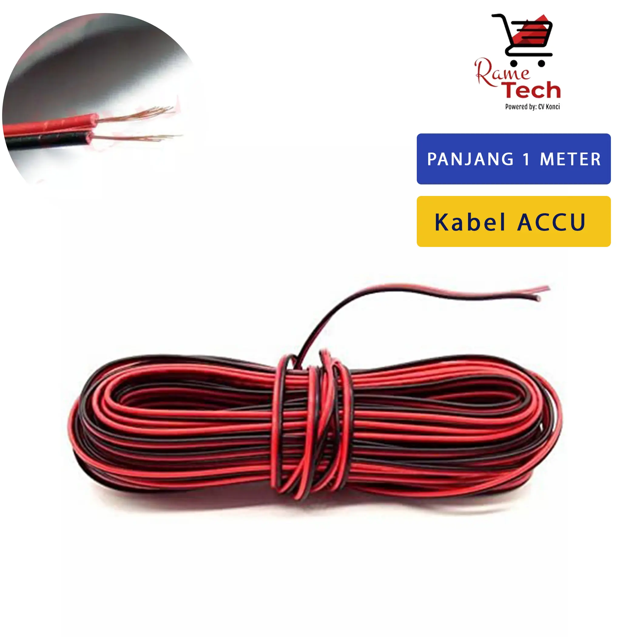Kabel DC Merah Hitam Kabel Aki 1 Meter
