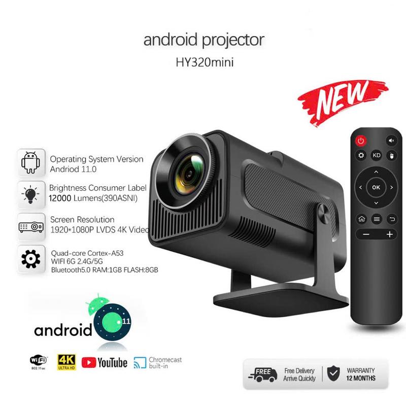 Máy chiếu HY320 MINI tích hợp hệ điều hành android 11 kết nối wifi bảo hành 1 năm