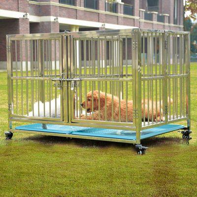 Chuồng nuôi thú cưng INOX gấp gọn - Chất liệu INOX cao cấp, có thể gấp gọn, có mọi kích cỡ cho cún từ 5-40kg (Tặng kèm bát ăn INOX + Khay vệ sinh)