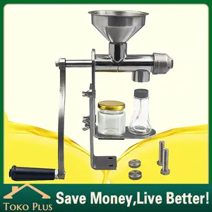 Mesin Press Minyak Biji-Bijian dan Kacang Manual Stainless Steel Oil Press Machine untuk Hasil Minyak Alami