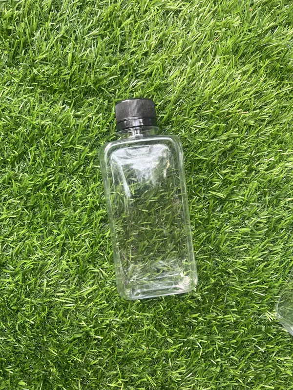 Combo 10 chai trà sữa dáng dẹp ngang 250ml PET an toàn - kèm nắp 7