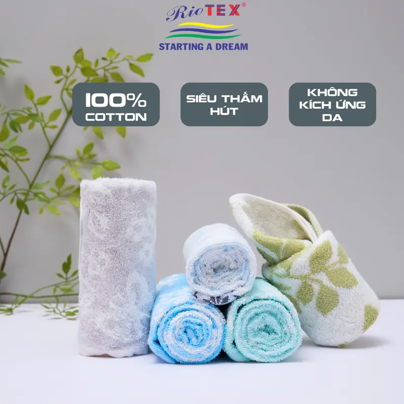 (giao màu ngẫu nhiên) Combo 5 khăn mặt cotton 34x78cm mềm mịn thấm hút không xù lông không ra màu Nhà Tắm 8