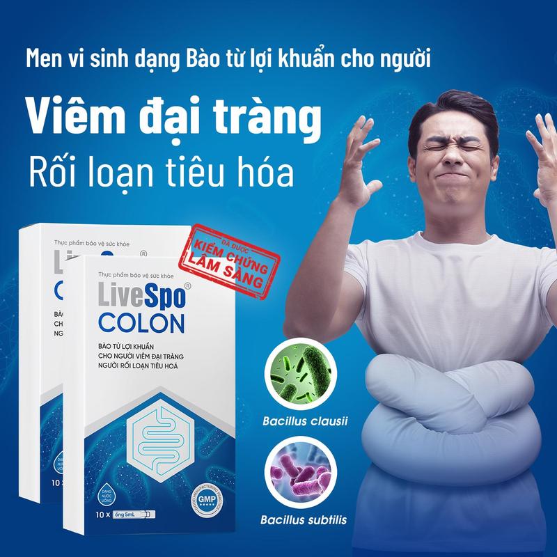 Men vi sinh dùng cho Viêm Đại Tràng Táo bón Tiêu chảy - LiveSpo COLON 3 tỷ bào tử lợi khuẩn Hộp 10 ống x 5ml
