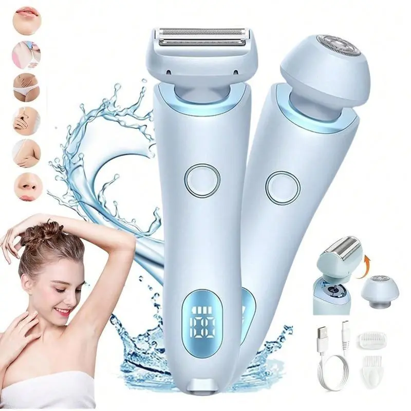 Rechargeable Portable Electric Body Hair Epilator, 1 Set 3 in 1 Electric & Waterproof Body Hair Razor for Women's Legs & Armpits & Face