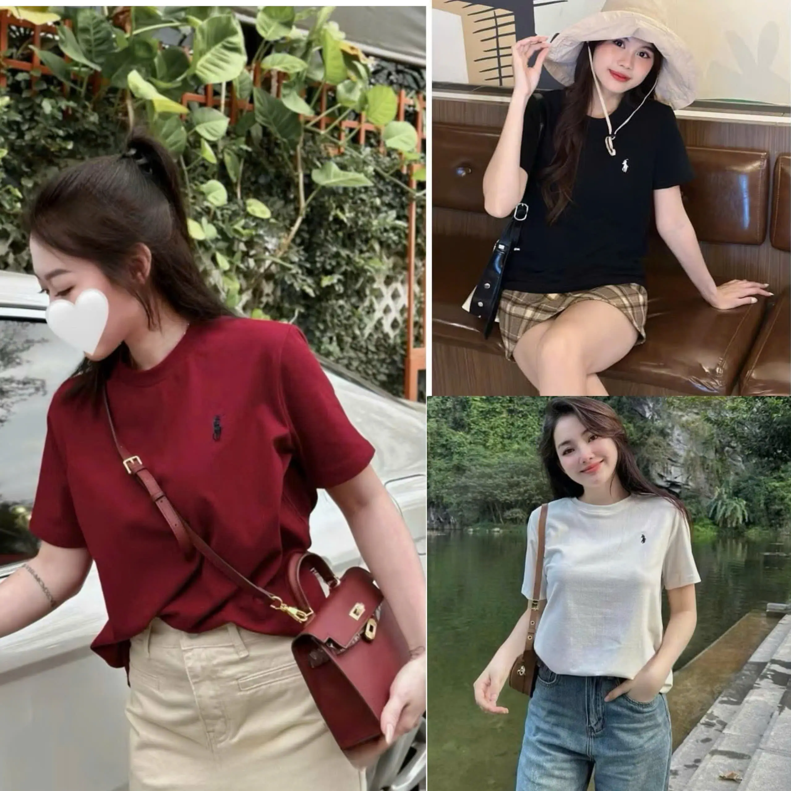 Áo thun nữ thêu hình ngựa chất cotton 3 màu