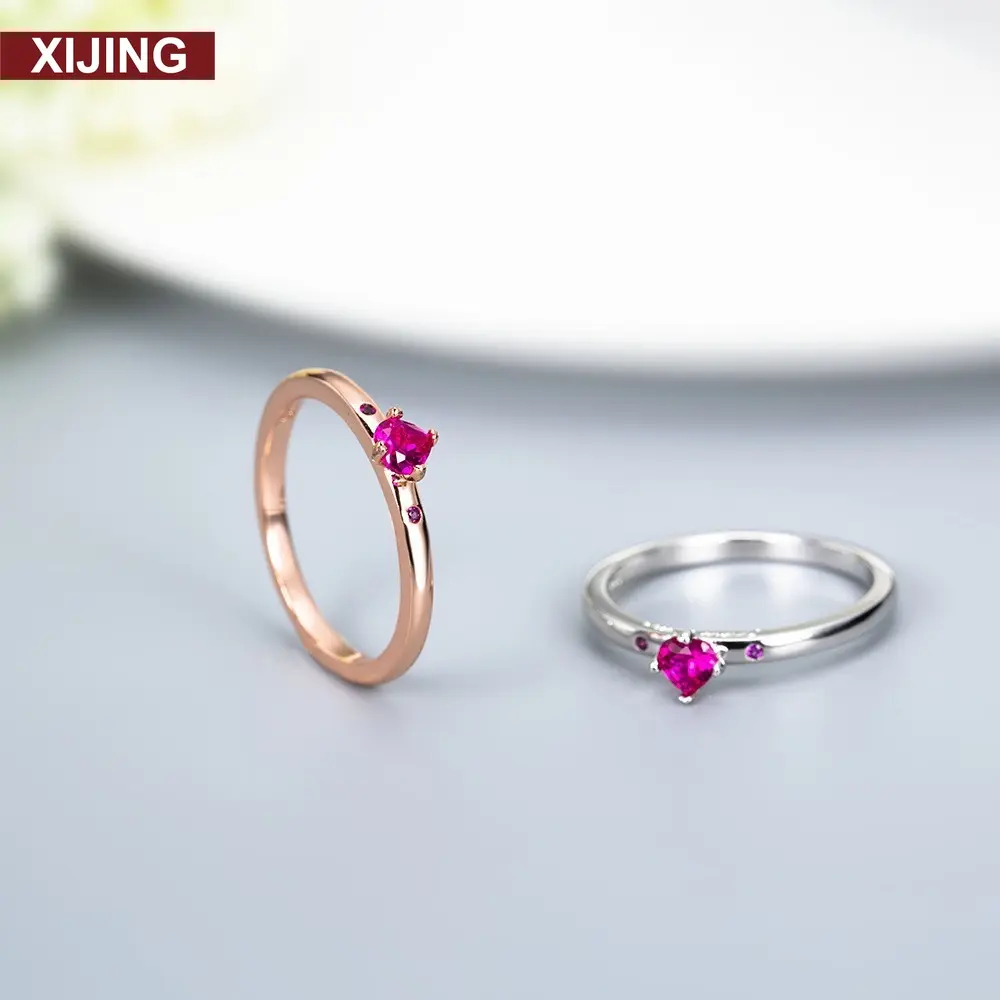 XJ-Women Simple Fashion Pair Ring Red Love Ring Valentine Day Gift