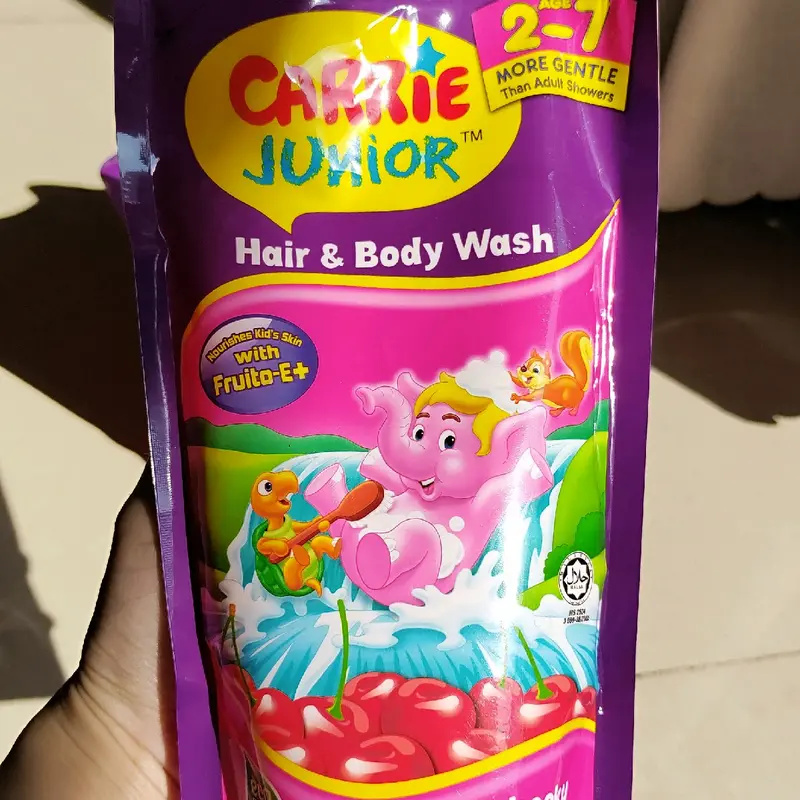 Bộ 2 túi sữa tắm gội (500gr x 2)cho bé từ 2 tuổi Carrie Junior hương Cheeky Cherry (HSD 2027) sữa tắm con voi 4
