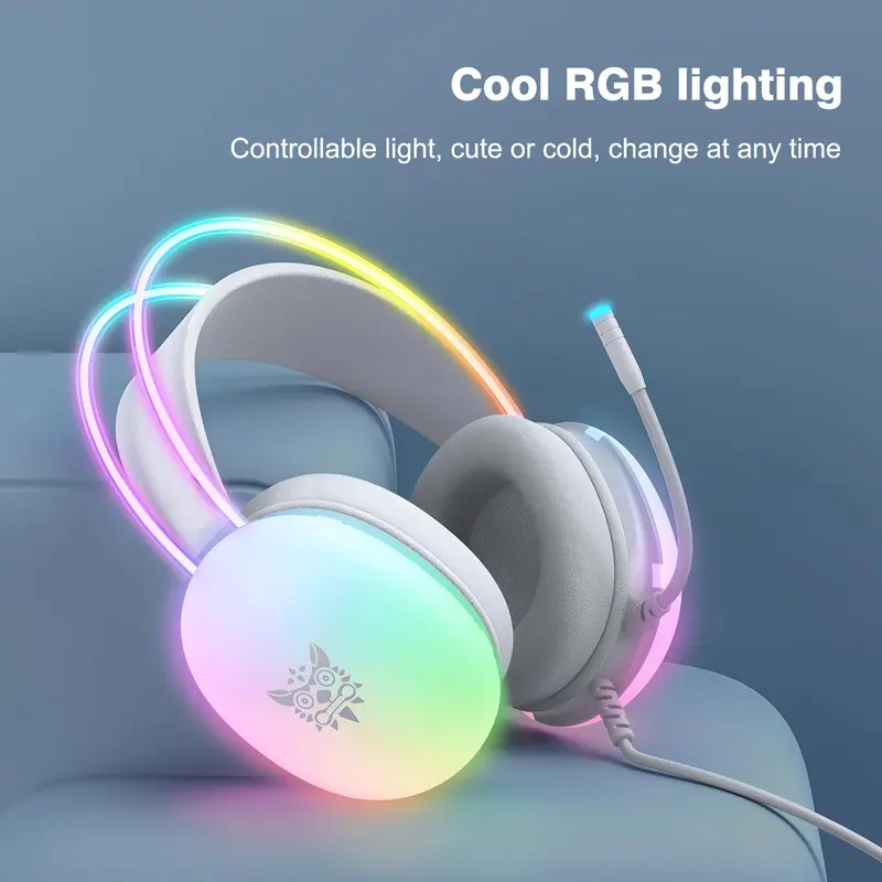 Onikuma X25 Over-ear Design Headphone, Noise Cancelling Headphone with Microphone, Gradient Light Effect Gaming Headset, E-sport Wired Headphone 7