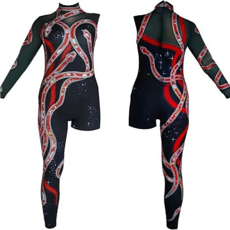Adult Women Taylor Swift Shiny Singer Concert Tights Snake Pattern Halloween Onesie Costume for Party Stage Performance Dress Up Outfit 4