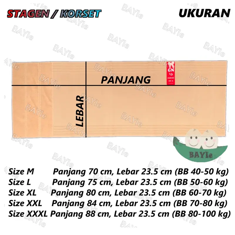 BAYIe - Korset / Stagen Pelangsing/Pengecil Perut setelah Melahirkan Model PEREKAT Double Bahan Tebal GOLDEN NICK Y23P Lebar 23.5 cm Size M, L, XL, XXL 1