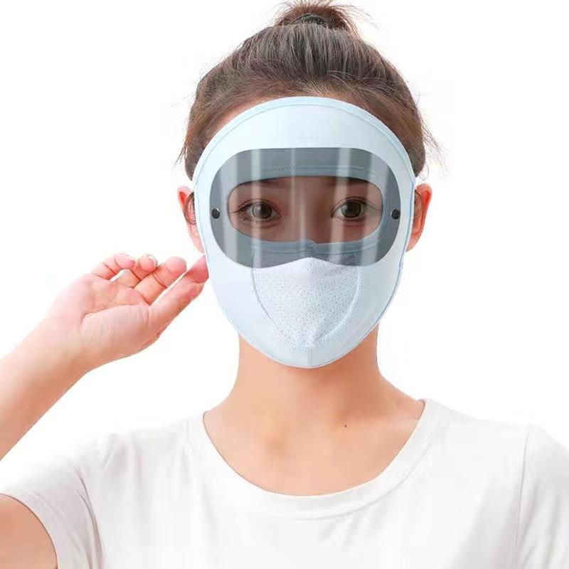 Product Introduction of Breathable Sunscreen Mask With Hat Brim Ice Silk Sunshade Men Women Cycling Cover Full Face Mask 20
