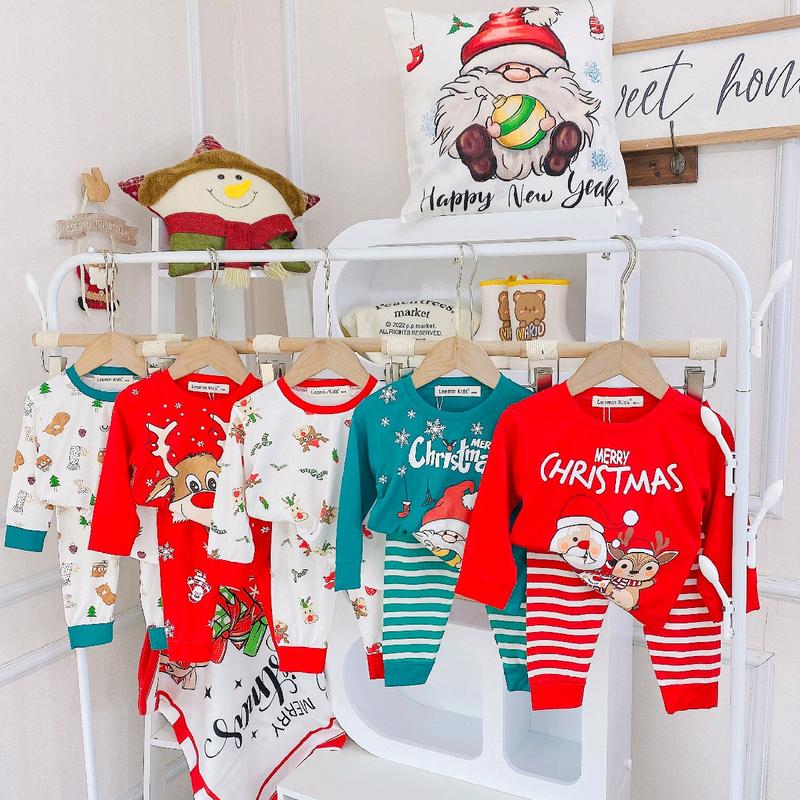 [Full size 7kg đến 30kg] Bộ dài tay thun lạnh Giáng Sinh Noel cho bé từ 7kg đến 30kg họa tiết dễ thương đồ bộ Giáng Sinh cho bé trai bé gái đồ bộ thun lạnh dài tay Minkey Baby đồ bộ tay dài Minky Mom Tiệm Mẹ Shin QATE