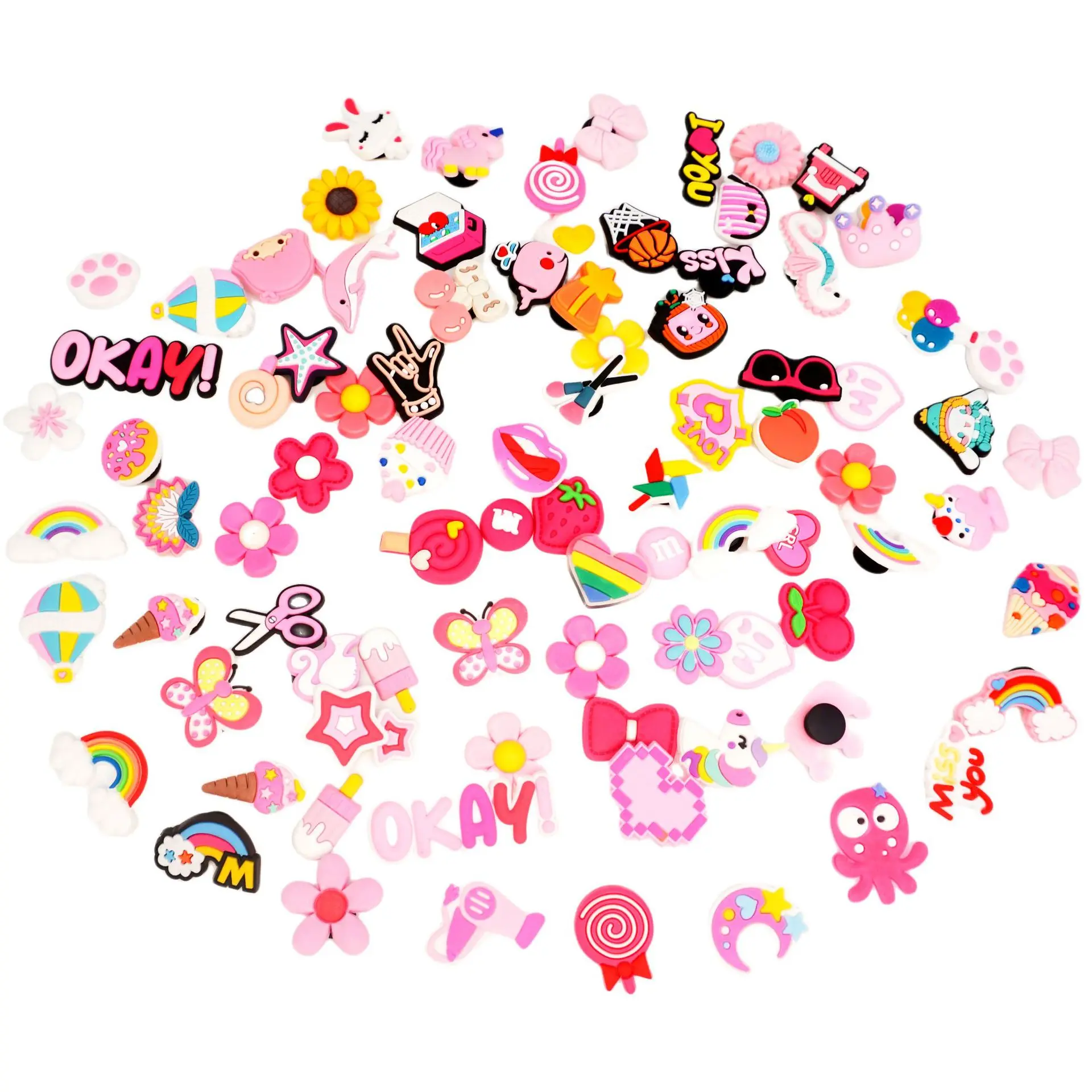2025 Pink Series Shoe Charms for Women Random Mixed Pack DIY Accessories for Crocs Detachable 3D Shoe Decorations