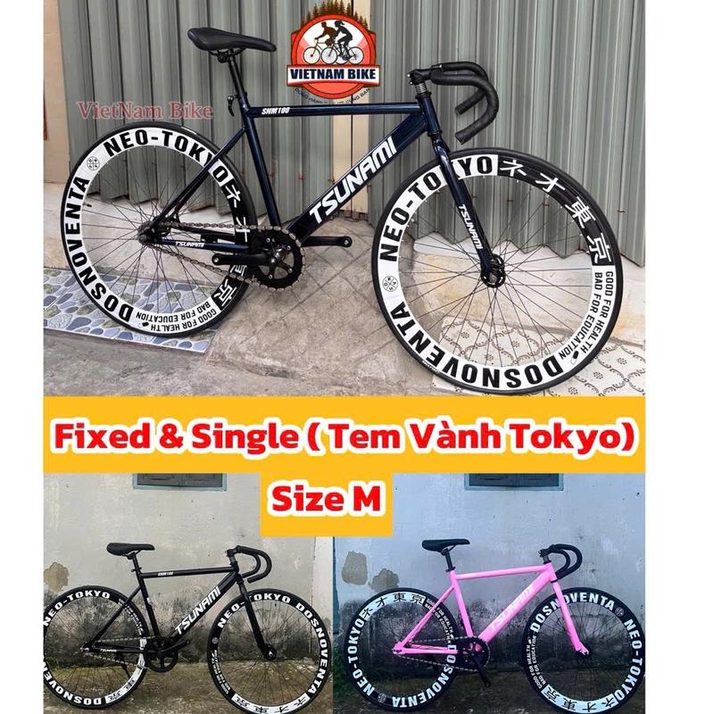 Xe đạp thể thao Fixed gear và single tsunami SNM100 custom khung hợp kim thép đủ màu kèm dán vành tokyo (tặng strap và đồ lắp) Đạp Xe Đạp Sports Gắn Xe Đạp