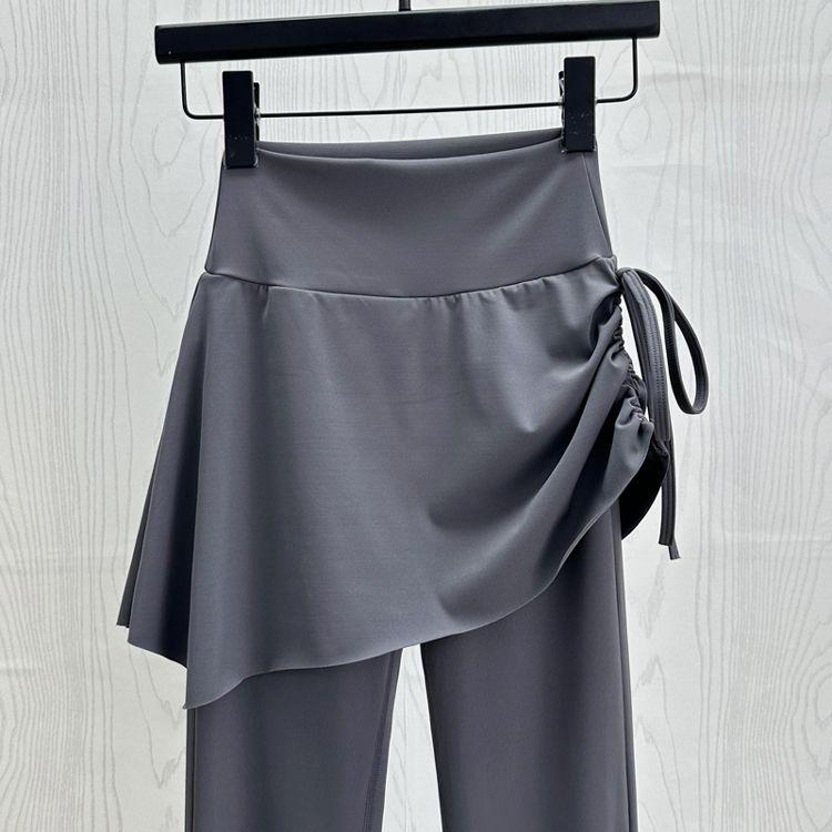Product Introduction of 2024 Autumn and Winter New Fake Two-Piece Yoga Bell-Bottom Pants Women's Anti-Exposure High Waist Hip Lift Skinny Slimming Sports Culottes Womenswear Lingerie Comfort Basic 5