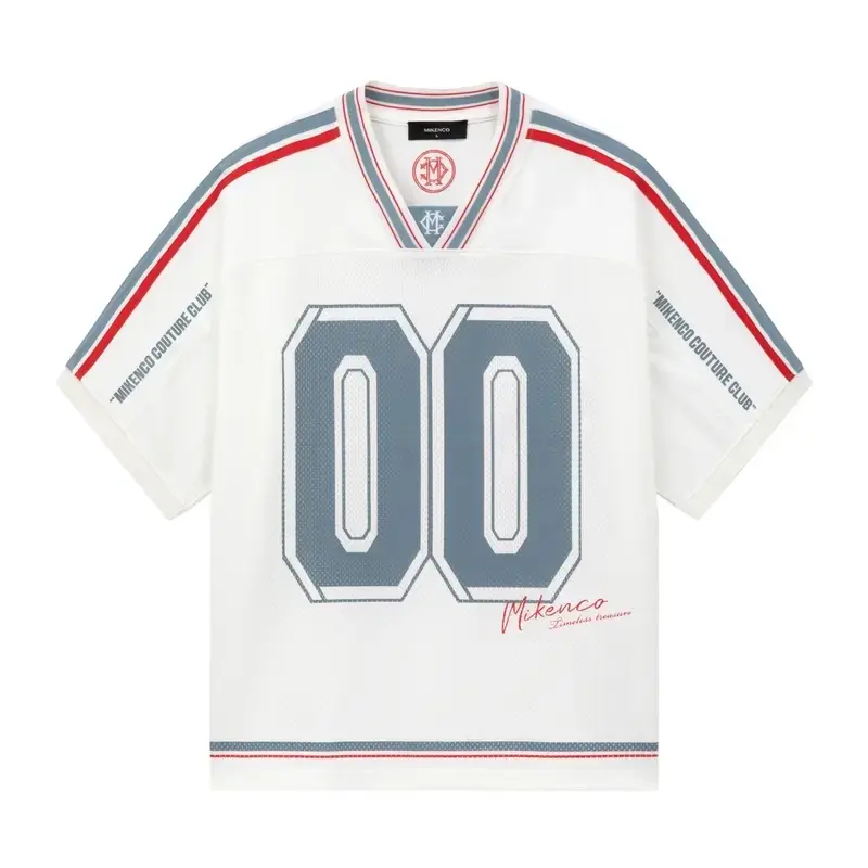 Áo Phông 00 TIMELESS JERSEY MIKENCO Nam Tee Top Cổ V-Neck Mesh Trắng