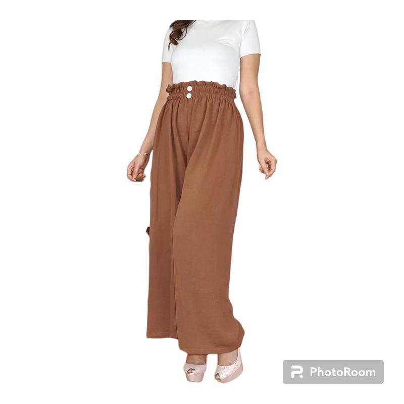 celana kulot bahan cringkel wanir Wanita Dewasa Panjang 5