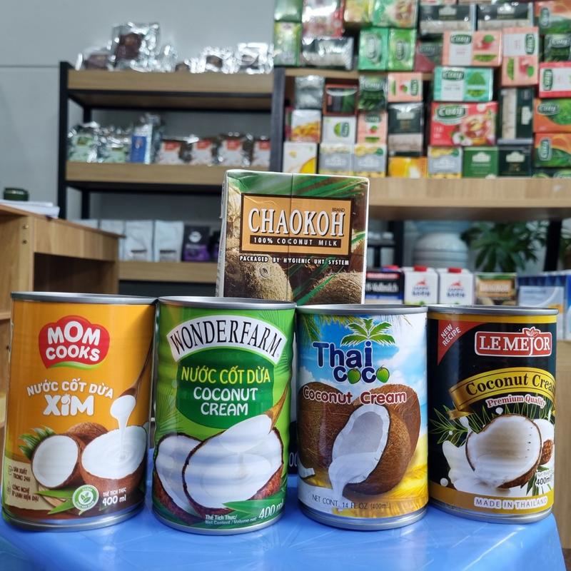 SẴN - Nước Cốt Dừa Đóng Lon 400ml các hãng Coco/ Xim/ Lemejor/ Wonderfarm - thơm ngon, sánh chuyên dùng pha chế- bách hóa nguyên liệu