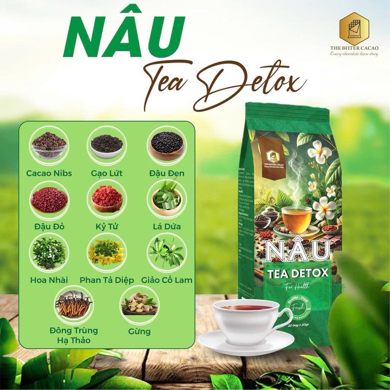 Nâu tea Detox thanh lọc cơ thể Thebittercacao Trà túi trà