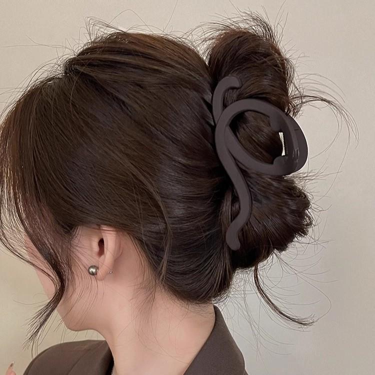 Product Introduction of Matte High-End Large Hair Claw Clip for Women, Back of Head Velvet Line Shark Clip Design, Autumn Winter Hair Accessory Hairpin 0