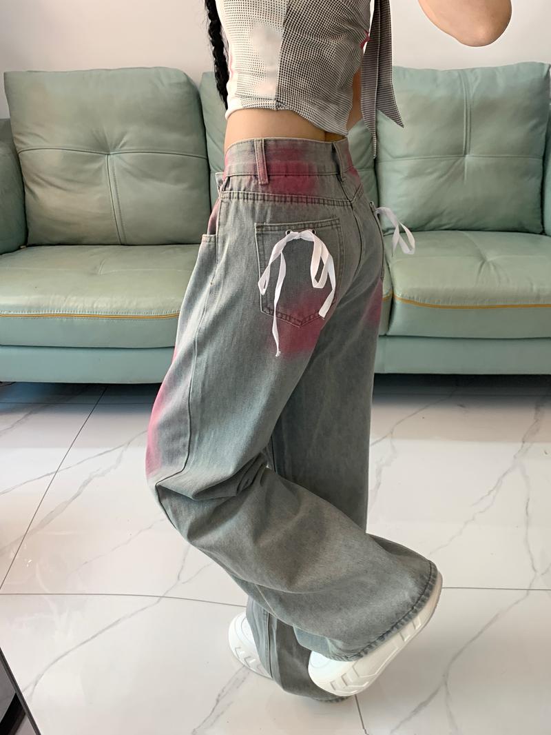 Product Introduction of Real shot!! Women's Jeans Summer Niche Design Retro Loose Slimming Versatile Floor-Length Pants 9