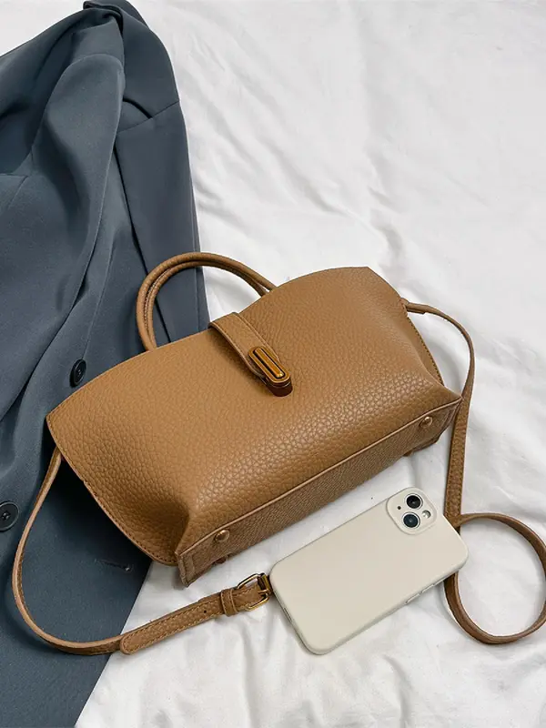 Women's Elegant Solid Color Handbag, Fashionable PU Leather Shoulder Bag for Daily Used, Casual Trendy Versatile High-quality Daily Commuting Bag 2