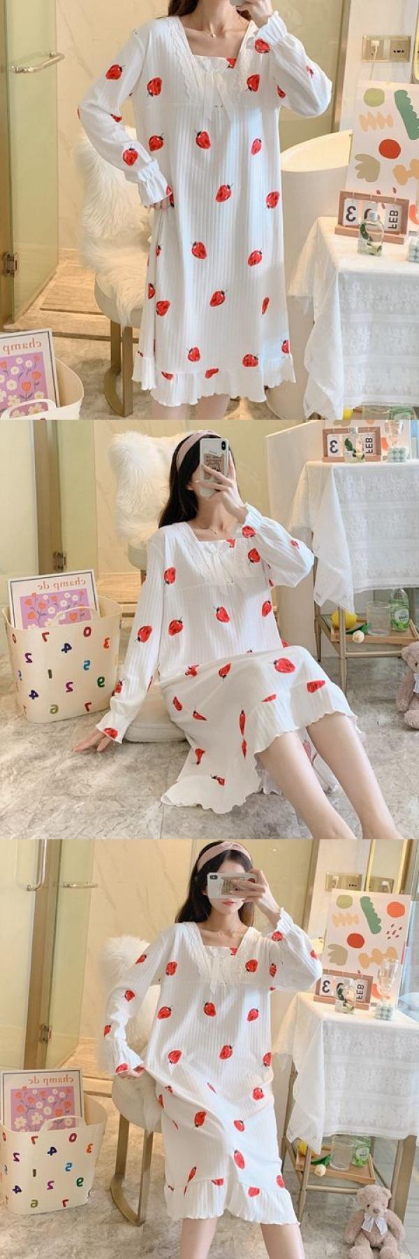 Product Introduction of Váy Ngủ Cho Nữ, Phong Cách Công Chúa Ren Mùa Thu, Dài Tay, Dễ Thương, Cỡ Lớn, Thích Hợp Cho Mùa Mùa Xuân Và Mùa Thu, Phong Cách Instagram, Thích Hợp Cho Học Sinh, Thiết Kế Hoạt Hình, Thích Hợp Cho Trang Phục Nhà Cửa Women Đầm Ngủ Dress Khuy 2