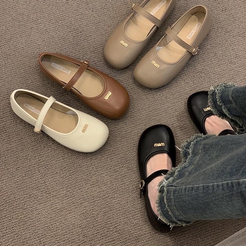 Product Introduction of Miu giày búp bê nữ đế bằng chống trơn trượt mũi tròn 2 lớp cao Shoes Giày Bệt 8
