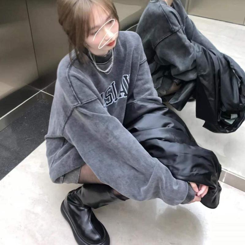 Thương Hiệu Thời Trang Cổ Điển Mỹ Áo Len Màu Xám Đậm, Dành Cho Nữ, Phong Cách Mùa Xuân Và Mùa Thu, Phong Cách Đường Phố, Chất Lượng Cao, Dễ Phối Đồ, Áo Khoác Cổ Thuyền Áo Khoác, Xu Hướng Năm 2024 4