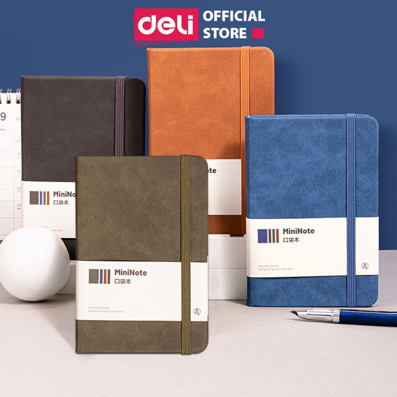 Sổ Tay Bìa Da Kẻ Ngang Mini A6 Cao Cấp Deli - 192 Trang 80gsm, Chống Nước - Ghi Chép, Takenote, Làm Quà Tặng Nhật Kí Thanh Lịch