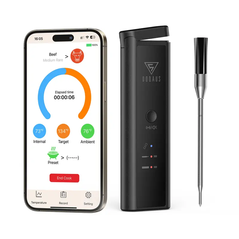 DOQAUS 520FT Wireless Meat Thermometer, Extra Long Range Bluetooth Meat Thermometer Wireless,100% Waterproof Meat Thermometer Digital Wireless for Oven Grill Smoker Cooking BBQ 0