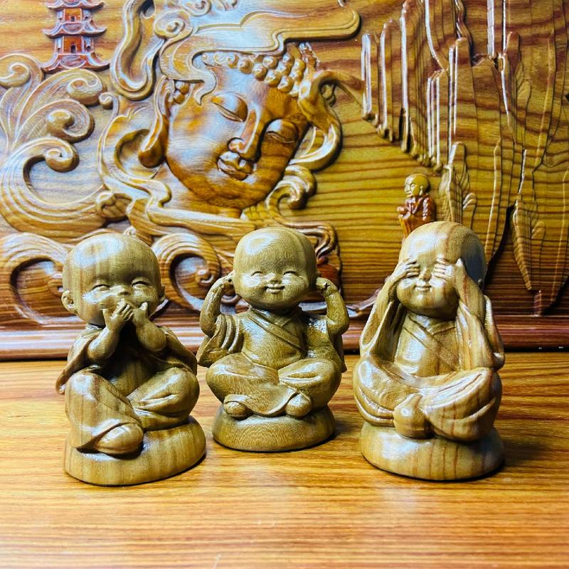 bộ chú tiểu tam không chất liệu gỗ cẩm lixa Trang Trí Decor 0