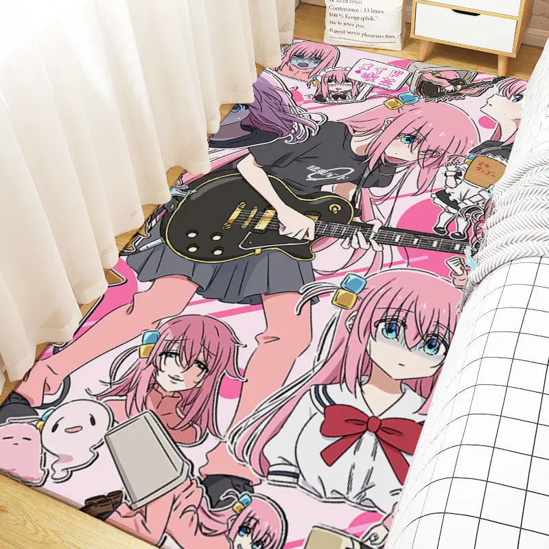 Lonely rock anime floor mat, two dimensional carpet, rattan back, lining carpet, suitable for student dormitory and bedroom, blanket bedside large area