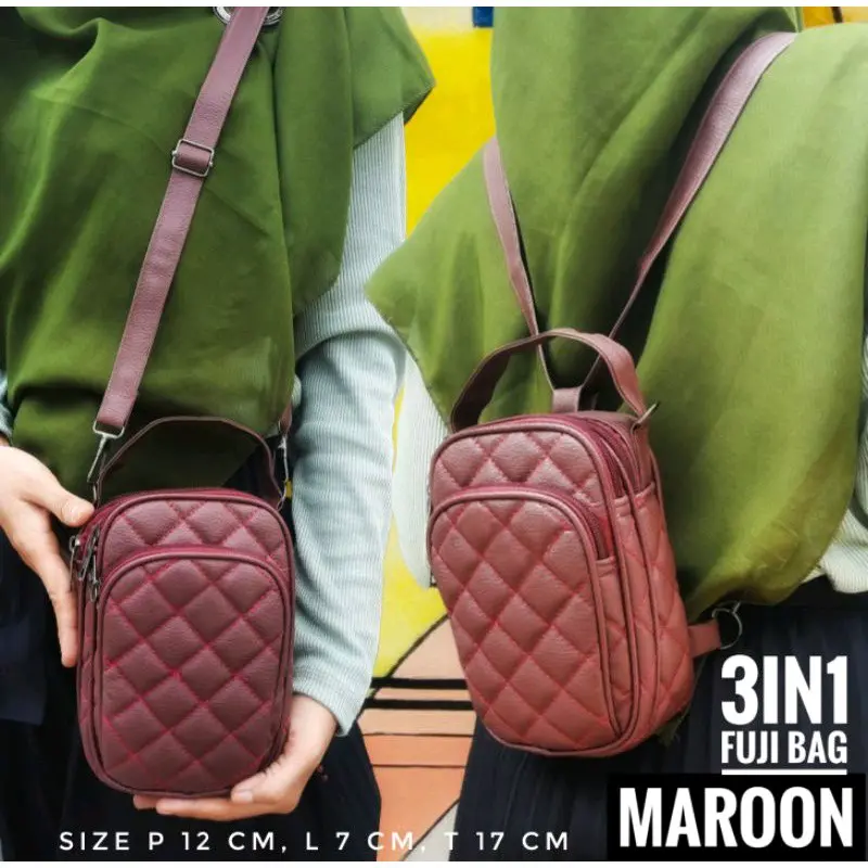 FUJI 3IN1 BAG- TAS KECIL STYLISH 3 RUANG TAS MULTIFUNGSI BISA DITENTENG / SLEMPANG / RANSEL 1