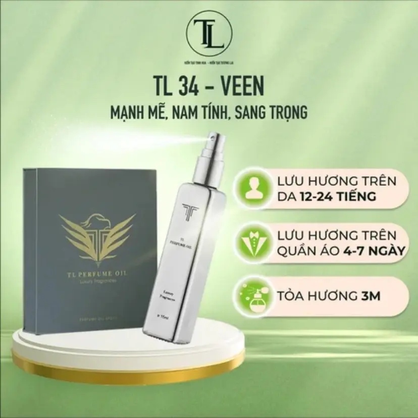 TL34 HƯƠNG NAM - Tinh Dầu Nước Hoa TLPERFUMEOIL Mạnh Mẽ, Nam Tính, Sang Trọng 15ML