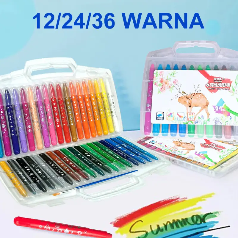 Crayon Mata Besar Sedang Crayon Original 12/24/36 Warna Water Soluable Crayon Krayon Mewarnai