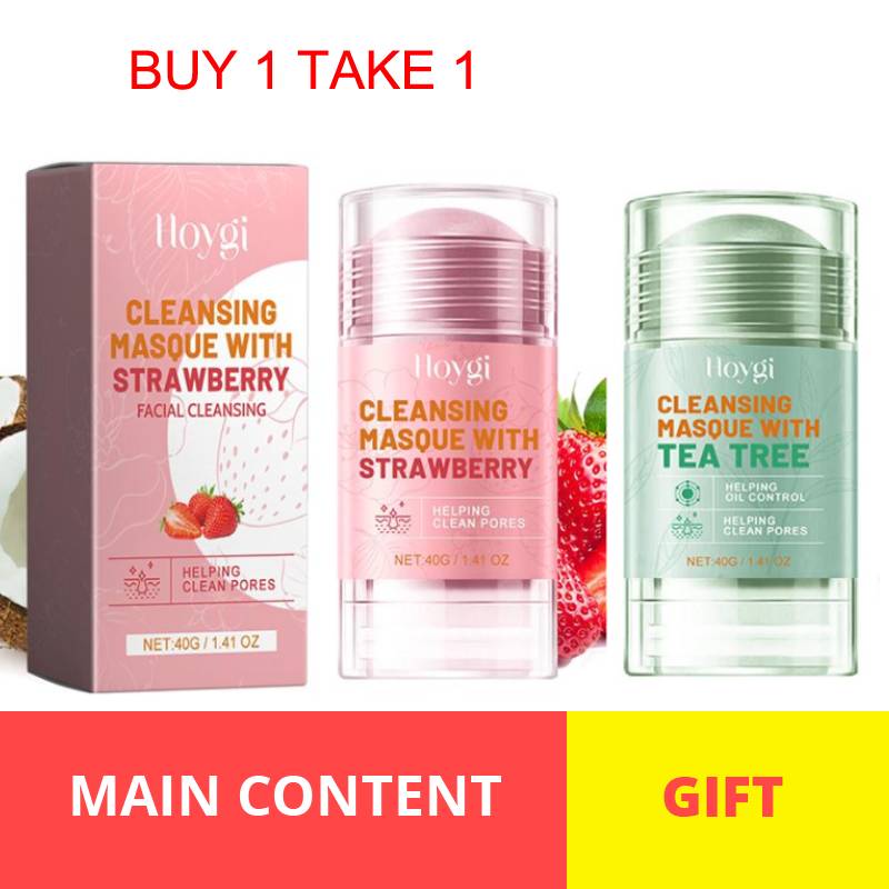 [BUY 1 TAKE 1] 40G Tea Tree & Strawberry Pembersih Anti Stik Masker Stik Pembersih Bar Liat H1F4