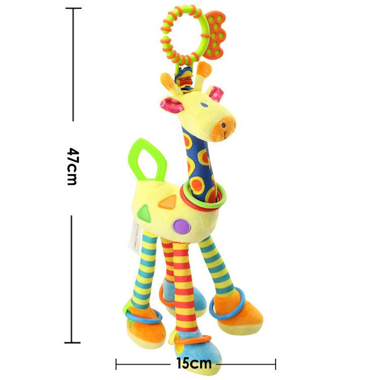 Product Introduction of Soft Giraffe Animal Handbells Rattles Plush Infant Baby Development Handle Toys WIth Teether Baby Toy for Newborn Gifts Hanging Baby Plush Toys 13