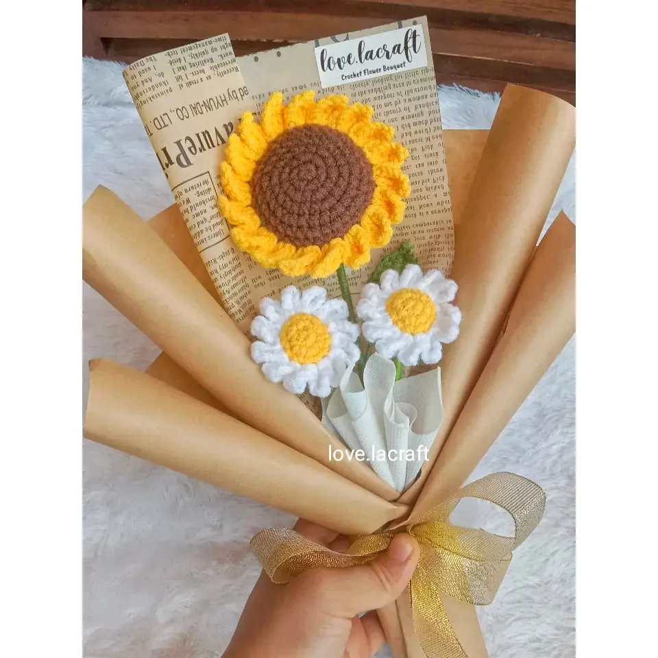 READY!!! Premium Crochet Sunflower Bouquet | Buket Bunga Matahari Rajut Premium