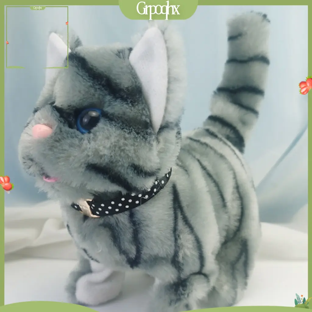 Grpoqhx- Electric Plush Cat Cute Kitten Soothe Toy Cat Plush Toy Cat Plush Toy Doll Animal Plush Toy Boys Girls Toy Tail Wagging