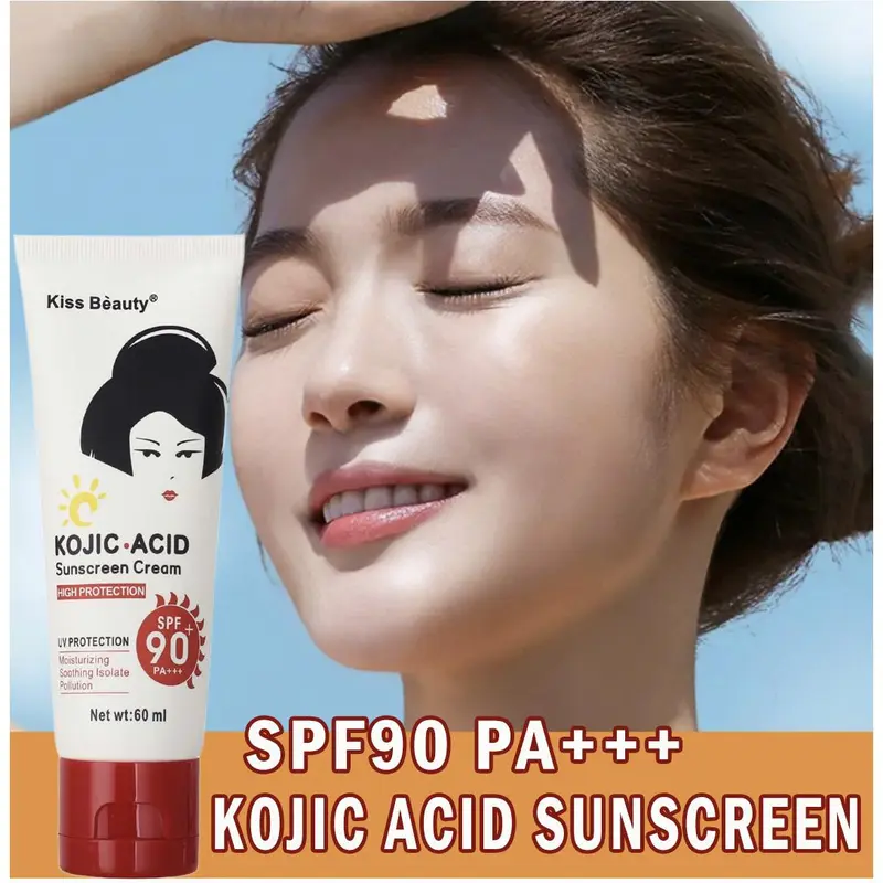 SPF90 PA+++ Kojic Acid Sunscreen tabir surya Body Sublock Wajah & Badan Sunscreen Cream 60g Fade Spots Sun UV Protection Repair Moisturizing Skin Krim Sunscreen Wajah Tubuh 1
